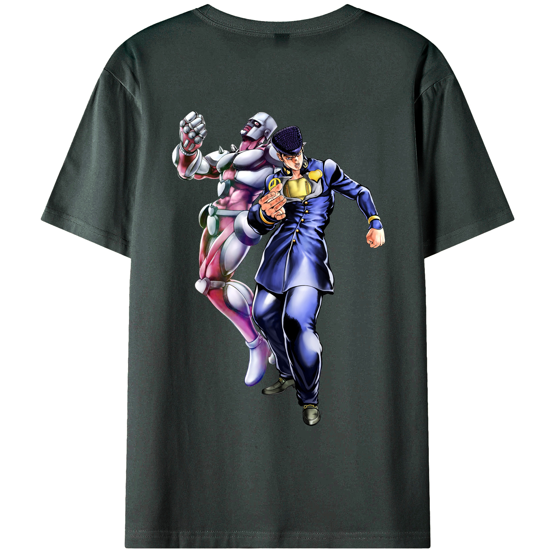 （画像用） ジョジョの奇妙な冒険 ひがしかた じょうすけ JoJo's Bizarre Adventure Higashikata Josuke 綿100％ メンズ半袖Tシャツ（バックプリント） 通気性